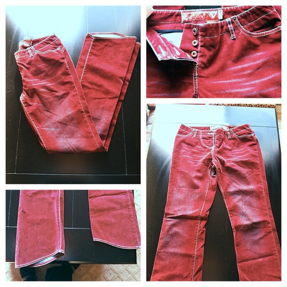 ✨GUESS Marciano✨Burgandy Felt/Distress Jeans✨Sz28