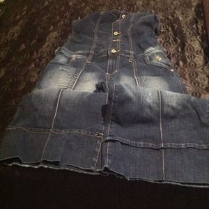 Zip down the side, denim jeans jump suit