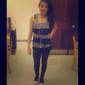 A ruffle lace & cheetah print shirt