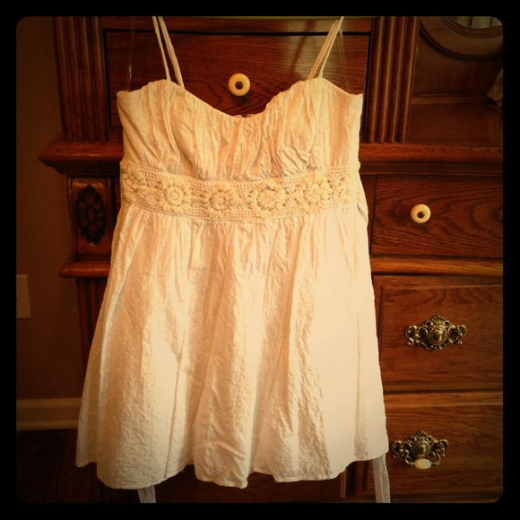 White eyelet pattern dress
