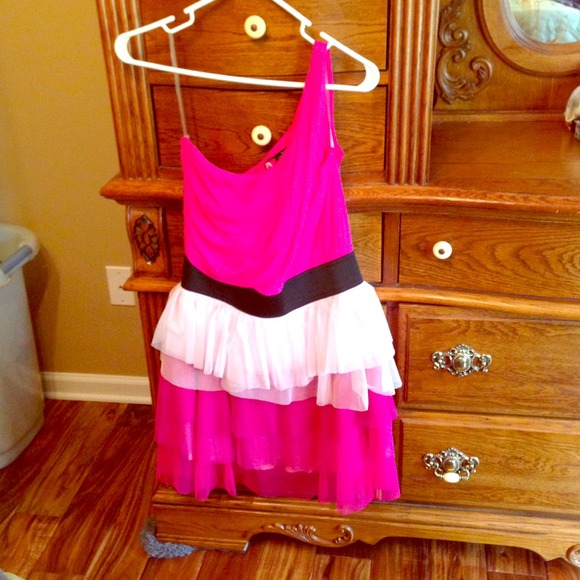 Pink one shoulder dress