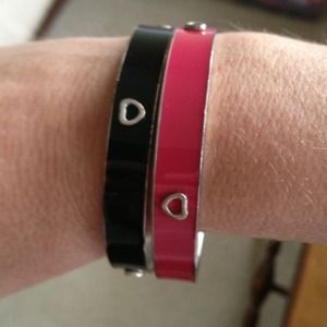 Black and pink enamel bracelets