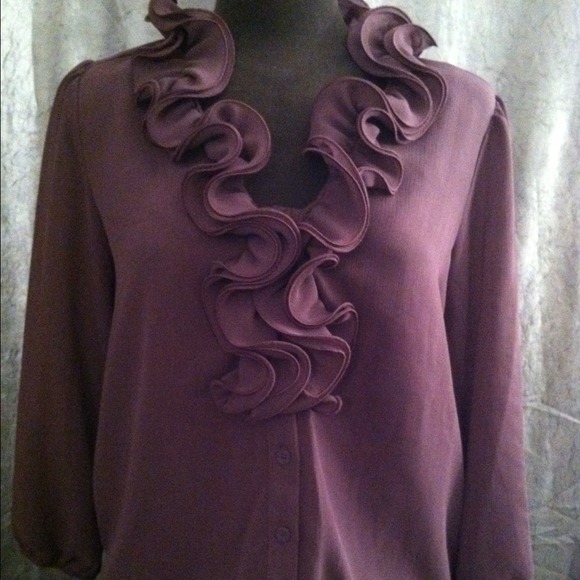 Purple ruffle sheer blouse