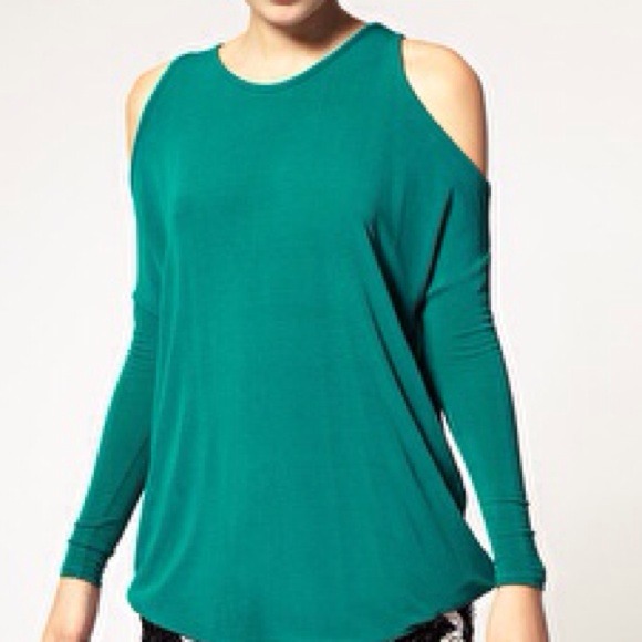 SOLD ASOS green cold shoulder top size 4