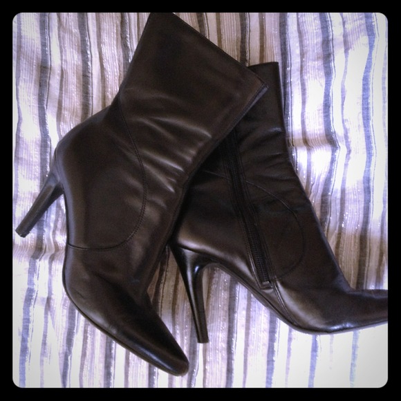 Black leather ankle boots