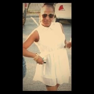 Prada cream collar stud dress