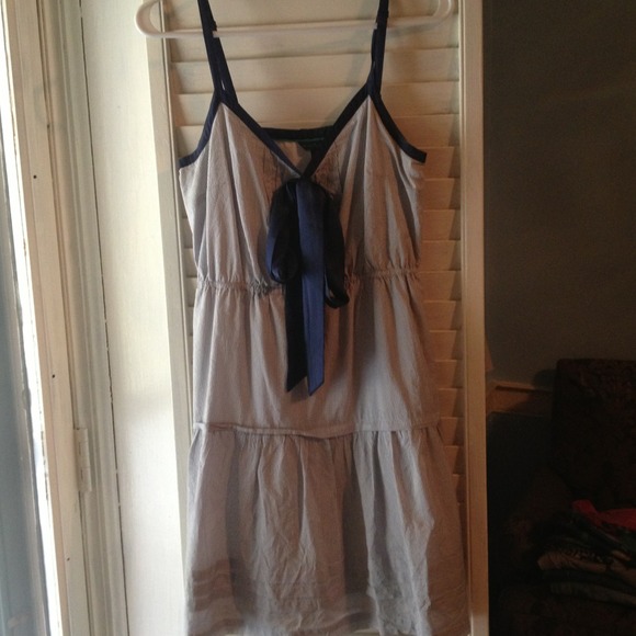 White and tiny navy pin striped sailor dress!