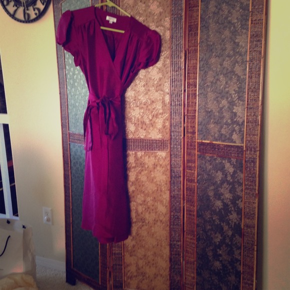 Barneys New York Plum Silk Wrap Dress