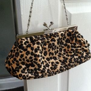 Animal print beaded purse.