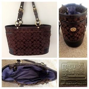 Authentic Dark Chocolate Coach Insignia Bag