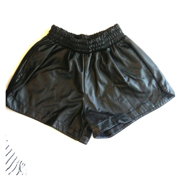 Leather high waist shorts