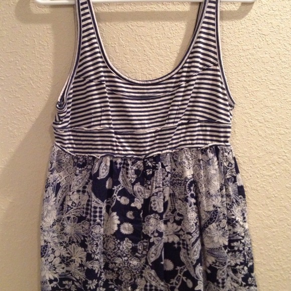 Cute blue and white design tank top