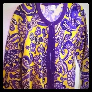 Kate spade small yellow and purple cardigan