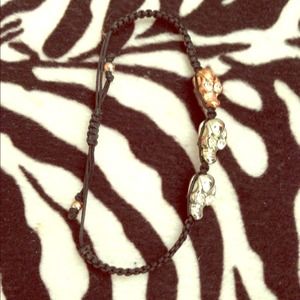Adjustable Skull & Rhinestone Multi Bracelet