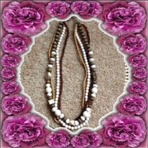 Multi Strand Brown Multi, Beaded Choker Necklace