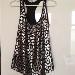 Trina Turk Silver Metallic and Black Top