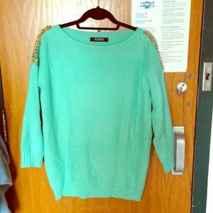 NWOT Mint sweater with gold spikes