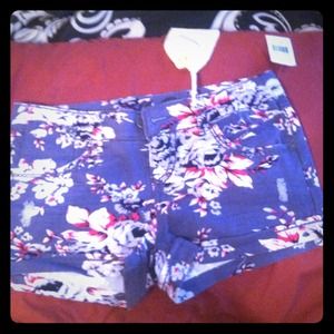 Denim floral shorts