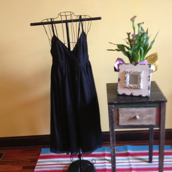 BUNDLE. J. Crew black dress and Charles David bag.