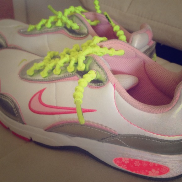 Pink Nike's with funky no-tie laces