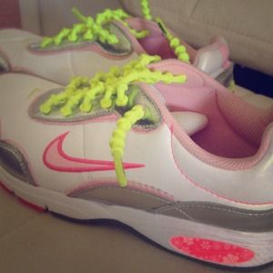Pink Nike's with funky no-tie laces