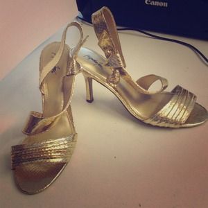 Gold Jacqueline Ferrar Heels. Worn once!