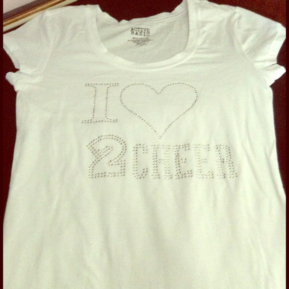 White V-Neck Rhinestone Shirt