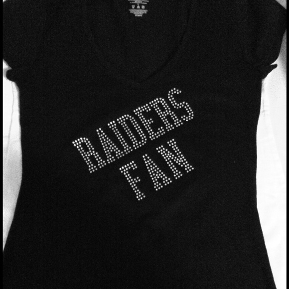 Black Rhinestone Raider Fan T-Shirt
