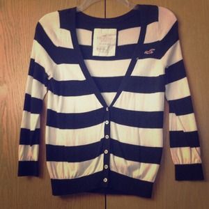 Navy Blue and White Striped Hollister Sweater