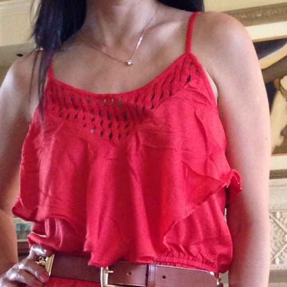 💯SOLD💯 Cute coral ruffle & crisscrossed dress. - Picture 3 of 4