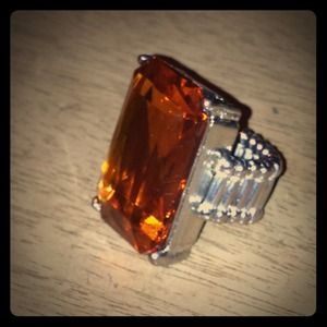 SOLD!! REDUCED: Faux amber cocktail ring