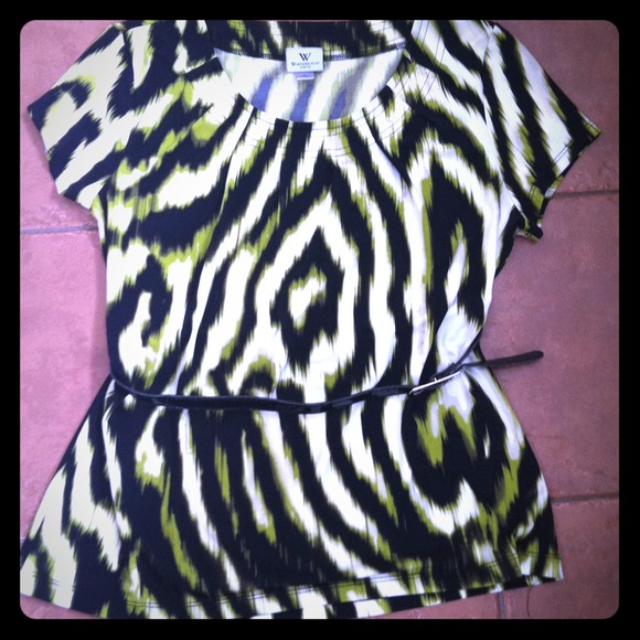 Green/Black szL dress top w/Belt!