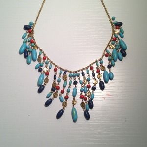 Reduced: Coral, blue, and gold necklace