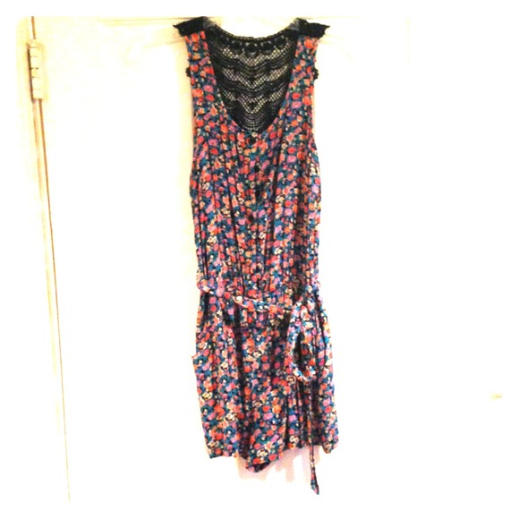 SOLD !! Floral romper with crochet back