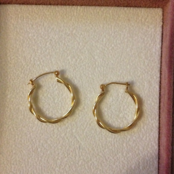 14k gold petite twist hoops on hold