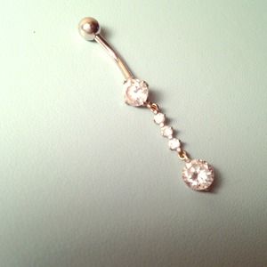 White gold belly button ring