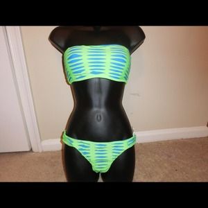 Lime green and blue swimsuit