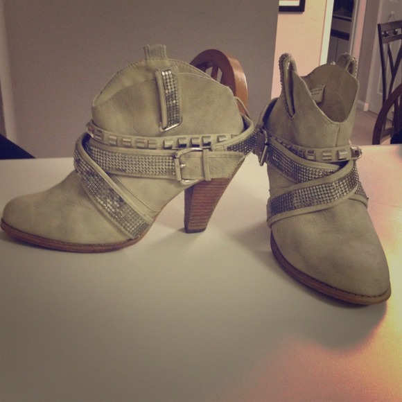 Studded tan booties