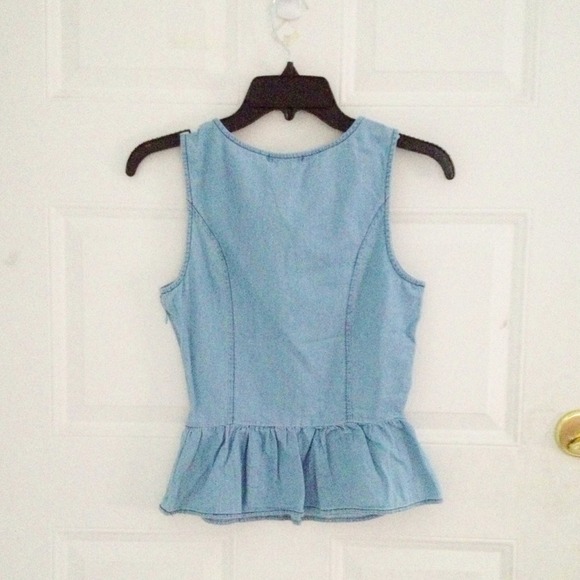Denim Peplum Top - Picture 2 of 4