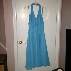 Aqua tea length dress