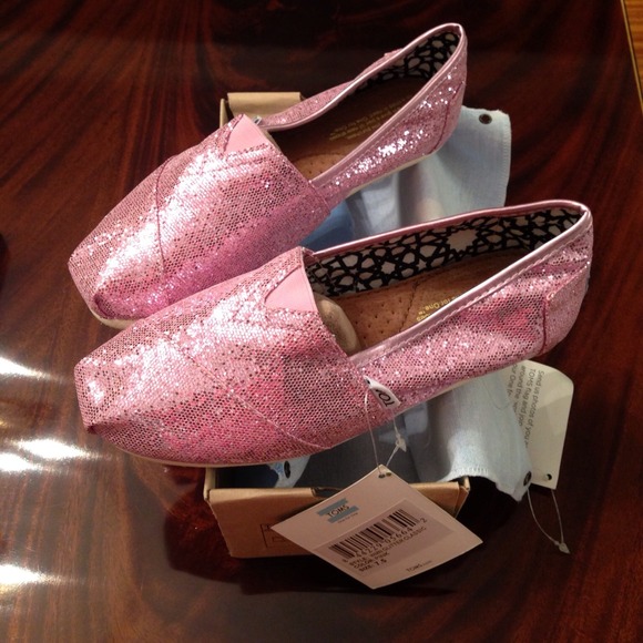 NWB Pink Glitter TOMS