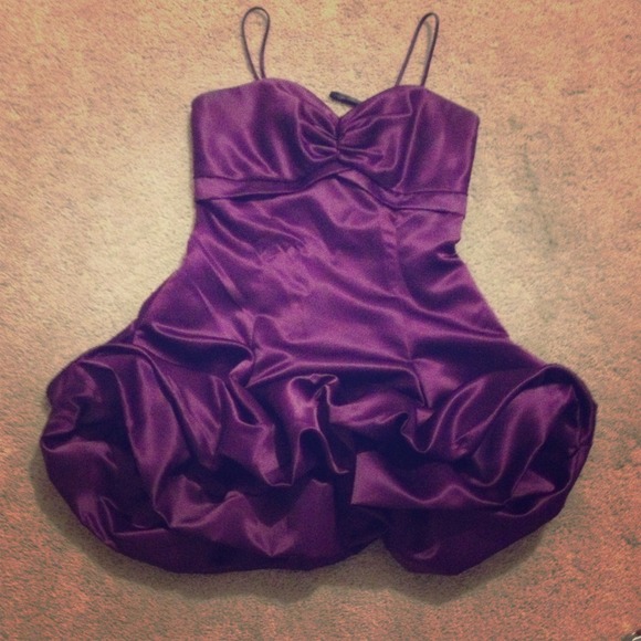 Silky Ruffled Plum Prom Dress