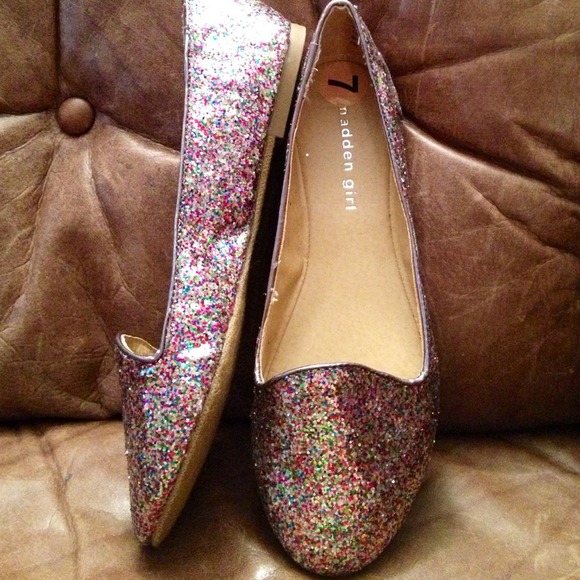 Nwot😄sz 7 madden girl multi glitter ballet flats - Picture 2 of 4