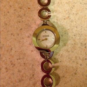 AUTH Coach "C" Link Bracelet Watch Stainless Steel
