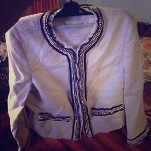 Blumarine off white jacket w/chain and lace detail