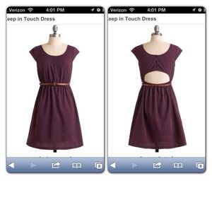 Mod Cloth Dress in Plum, Sz S Open Back