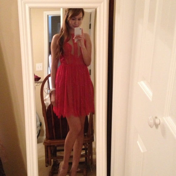 Three Floor Lace Up Dress XS fuschia - Picture 2 of 3