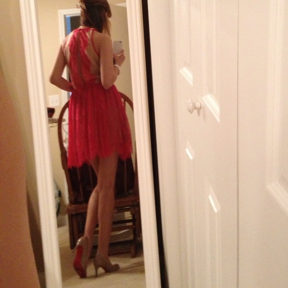 Three Floor Lace Up Dress XS fuschia - Picture 3 of 3