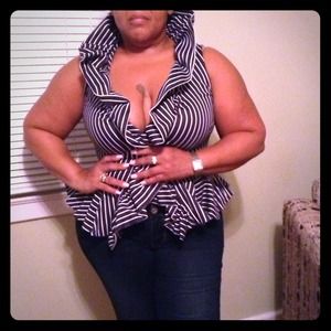 Ruffled high collar shirt