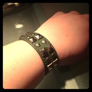 Army green bracelet with studs